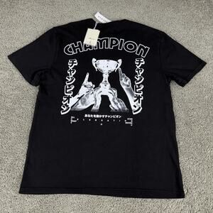 Champion Shirt Mens Large Black Trophy Celebration Japanese Graphic Tee Sports